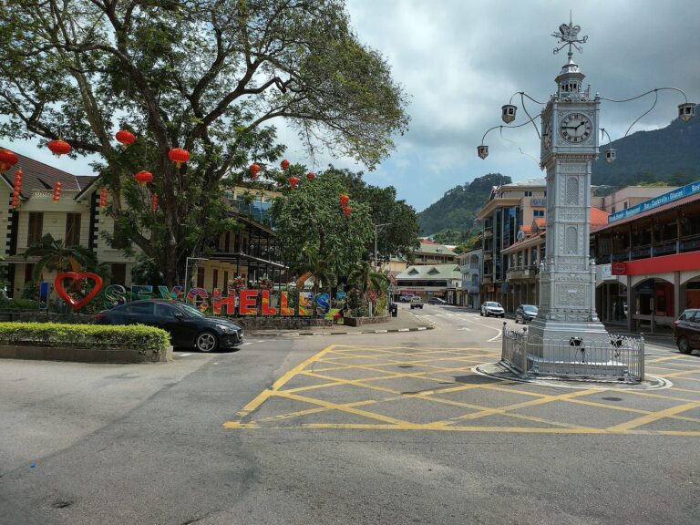 The clock tower in central Victoria, Mahé